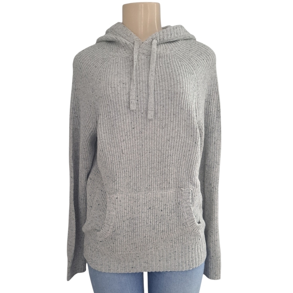 American Eagle Outfitters Chunky Knit Hoodie Sweater – Gray Speckled – Size Smal